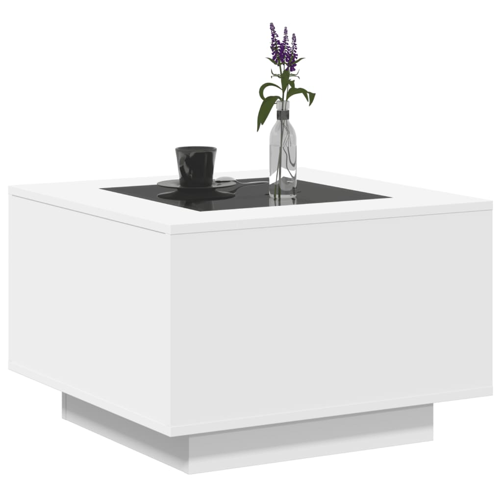 Stolik Kawowy Z Led, Biały, 60X60X40 Cm