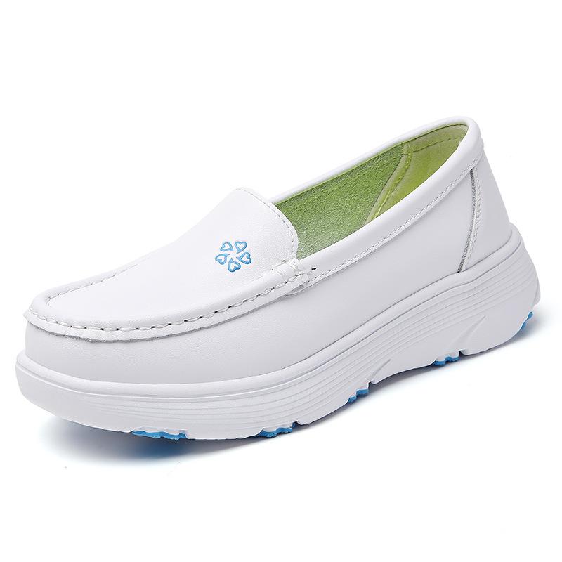 

Рабочая обувь для медсестер на платформе для женщин, удобные дышащие нескользящие кроссовки, женская повседневная обувь для медсестер из кожи, легкие прогулочные мокасины 34