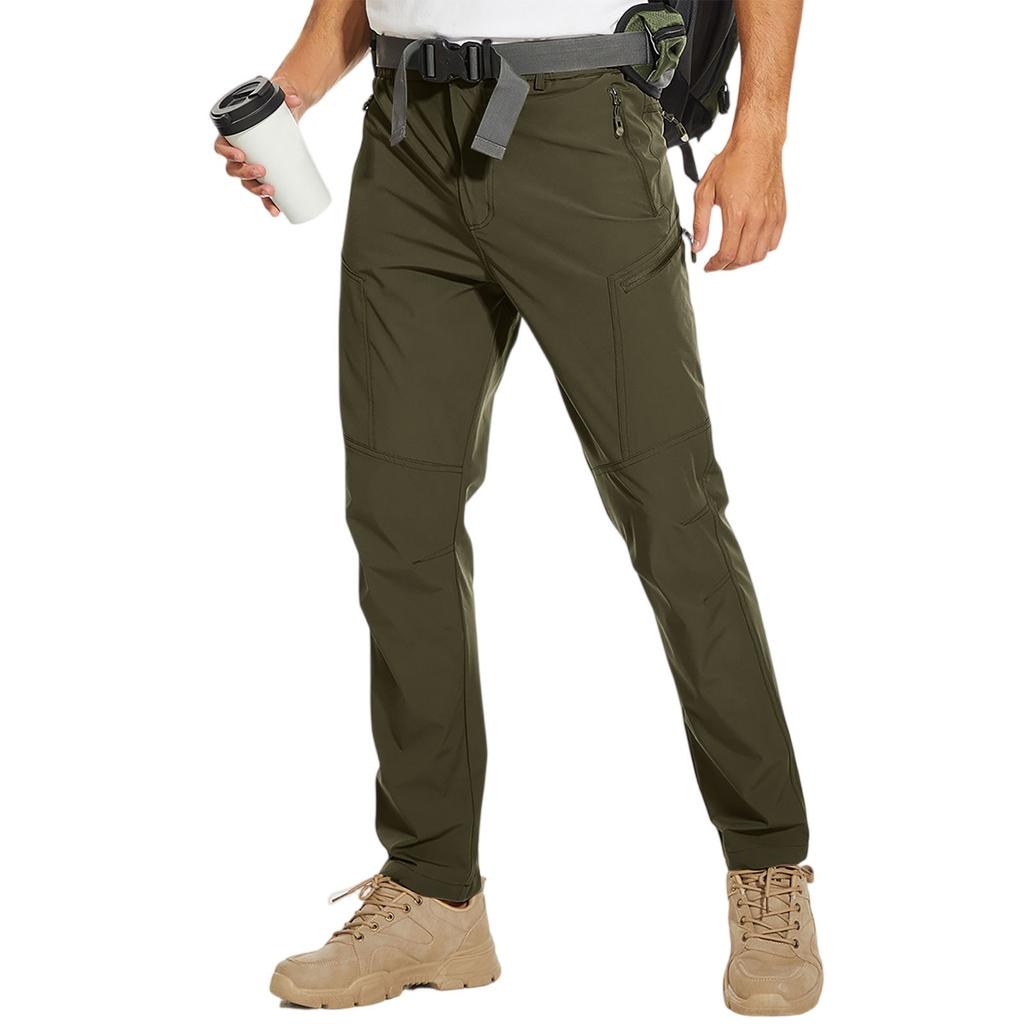Men's Outdoor Athletic Cargo Pants - Lightweight Hiking Trekking Pants, Multi-Pocket Zipper Waterproof Breathable Quick-Dry Pants
