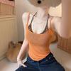 American Spice Girl Thin Perspective Suspender Vest Women's Summer Slim-fit Inner Leopard Print Breast Wrap Short Top Two-piece Set