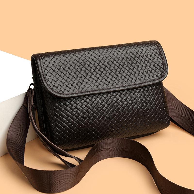 Borsa a Tracolla Messenger in Pelle a Rete Trendy - Borsa a Spalla Quadrata Piccola alla Moda