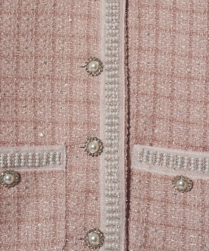 Vivabrown 85-Vivaj050 Line Point Crop Tweed Jacket Pink