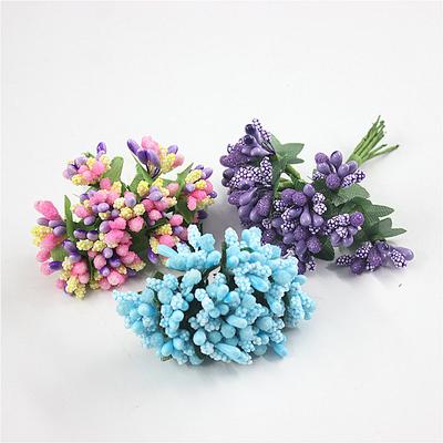 144 pièces/lot Fleur Artificielle Petites Baies Pistils Tige Fil de Fer/Feuilles de Mariage Couronne DIY Scrapbooking Mariage Décoration Boîte Artisanat