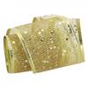 Glitter Wired Ribbon, Organza Sheer Ribbon with Gold Glitter Swirl Pattern