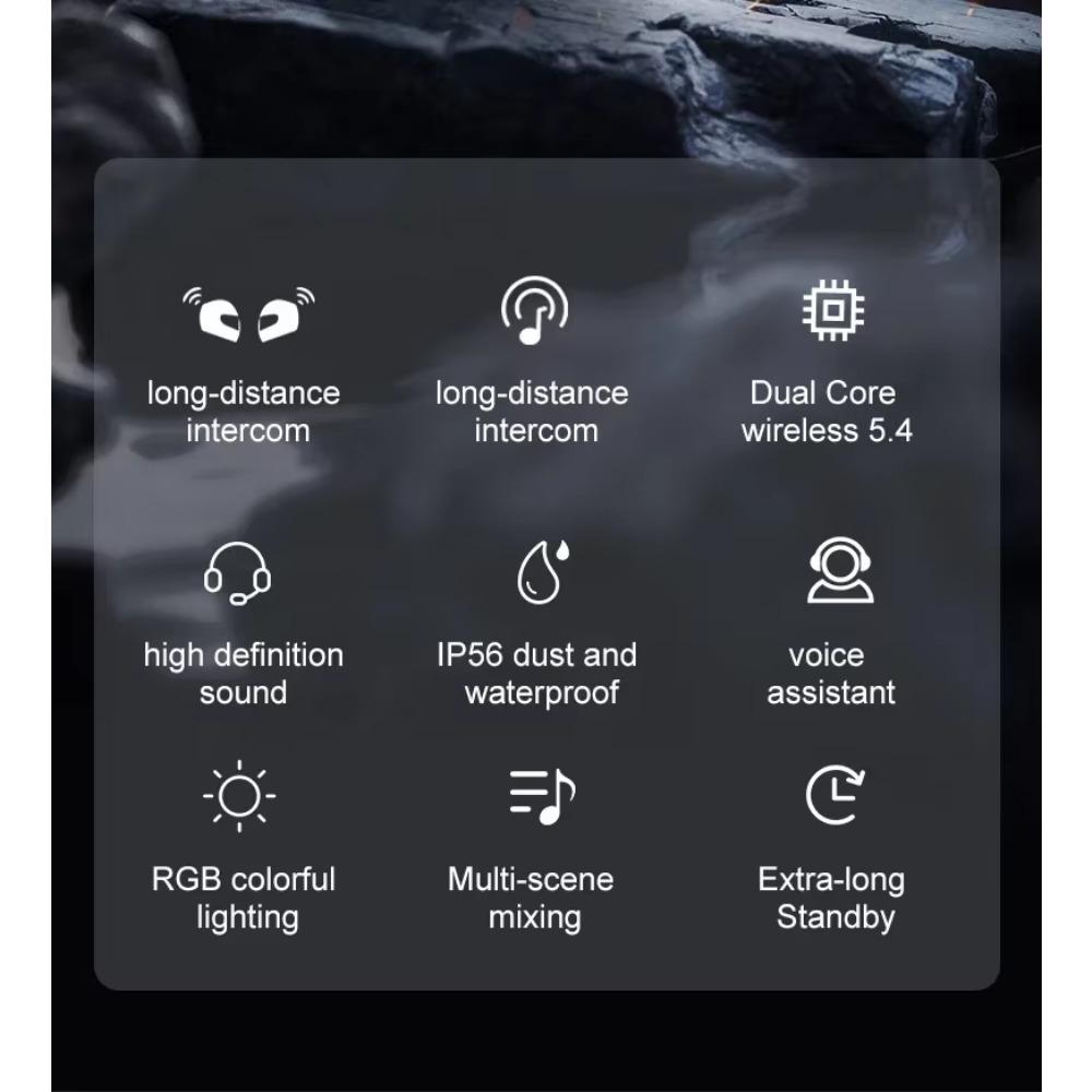 Y12 Pro Bluetooth Motorcycle Intercom 500m Range RGB Lights IP56 Waterproof Headset