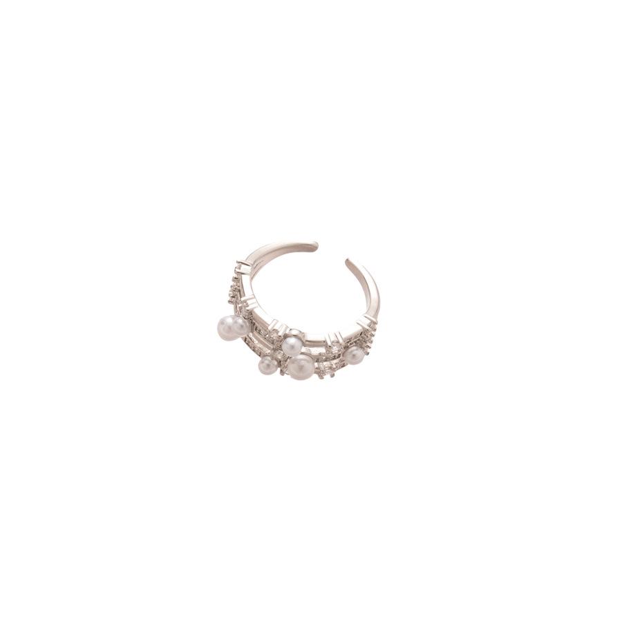 Elegant Baroque Zircon & Imitation Pearl Open Ring - Vintage High-End Jewelry for Index Finger