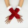 With Shiny Sequin Christmas Glove Fuzzy Hook Finger Clothing Performance Glove  Christmas Gifts