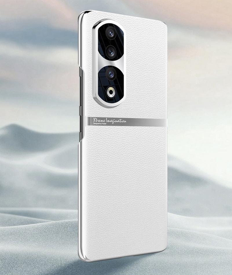 

Роскошный защитный чехол для камеры из искусственной кожи для Honor 90 Pro Honor90 Honor Magic 5 Pro с жесткой гальванической рамкой, задняя крышка For Honor 90 Pro белый