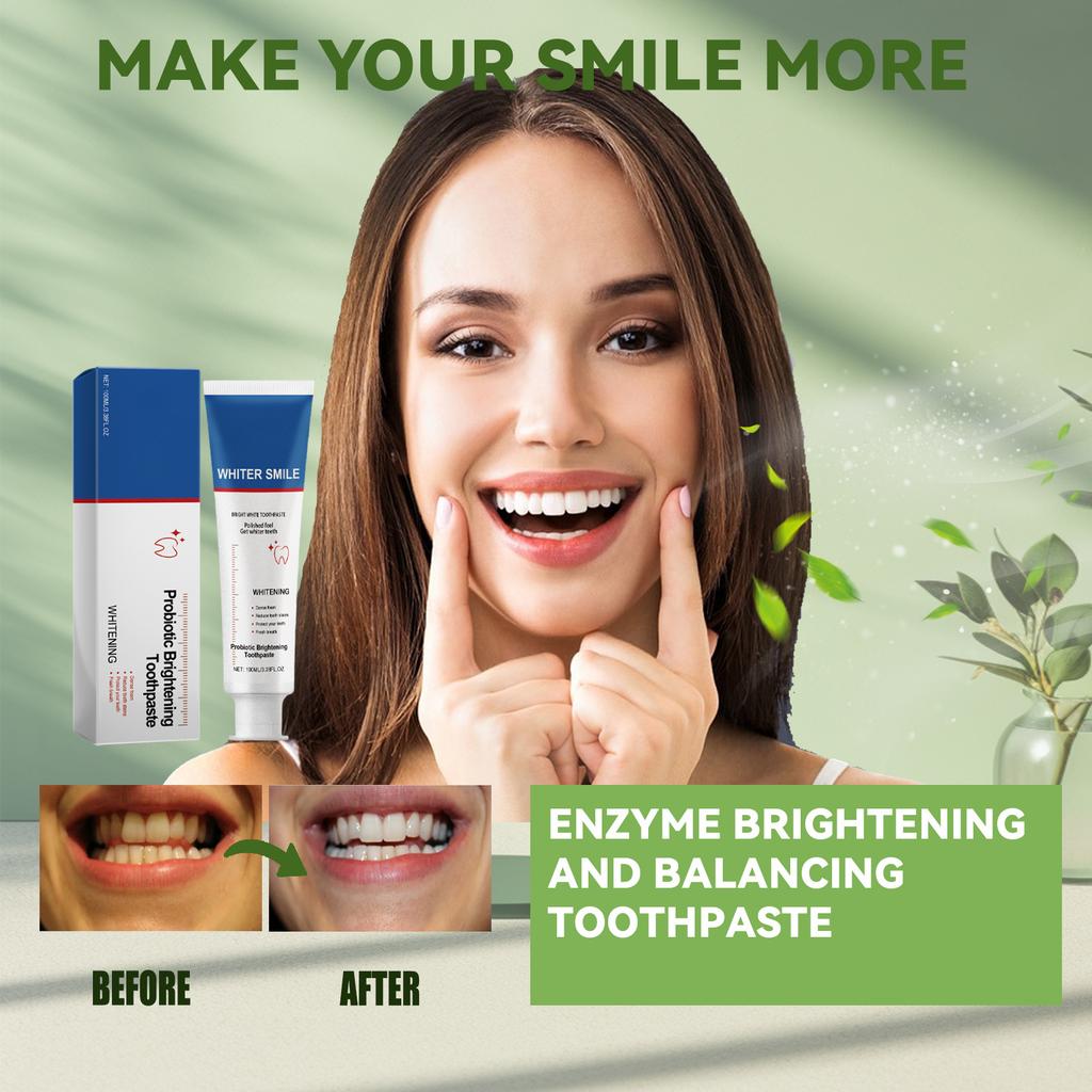 Dentifrice Probiotique Blanchissant 100ml Hygiène Bucco-Dentaire Haleine Fraîche Élimination des Taches Nettoie Dents Jaunes Blanchit les Dents Dentifrice