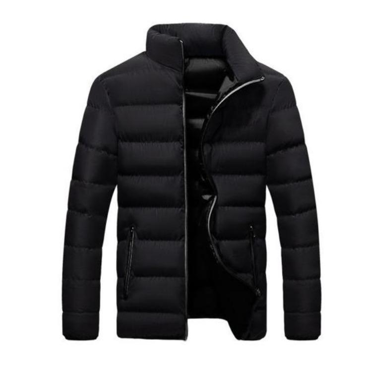

Men Winter Parkas Jacket Streetwear Stand Collar Loose Fit Padded Thickened Long Sleeve Zipper Pockets Solid Color Autumn 5XL чорний
