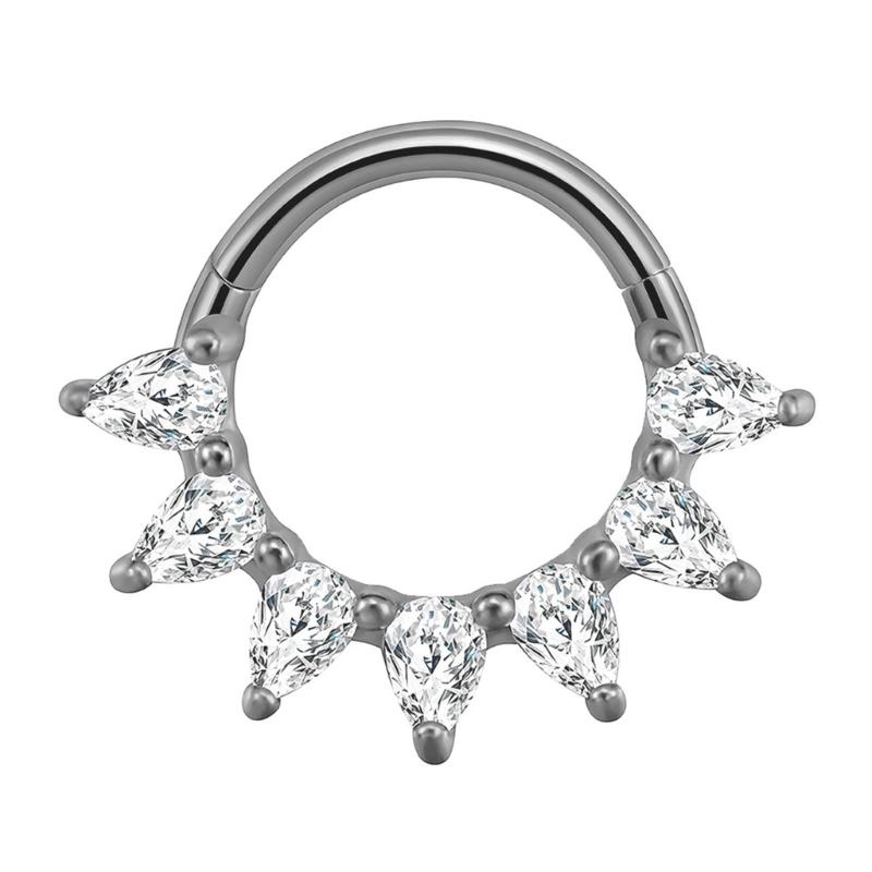 Fashionable Crystal Nose Piercing Ring Jewelry Stainless Steel Accessory for Ear Cartilage Music Festival Accessories