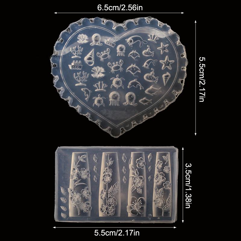 1Pc 3D Acrylic Nail Mold Tulip Sea Shell Jellyfish Goldfish Starfish Design DIY Silicone Manicure Nail Art Decorations