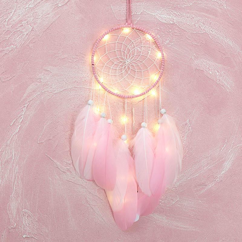 Home Decoration Girl Heart Room Pendant Simple Dream Catcher Small Night Light Handmade Lovely Birthday Gift Wedding Decoration