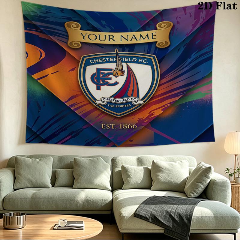 Custom Name Chesterfield F.C Printed Tapestry – Wall Hanging for Bedrooms, Dorms, and Home Decor