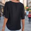 2025 New Solid Color Pleated Short-sleeve Women's Summer Shirt - European & American Style