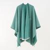 Solid Color Winter Knitted Shawl Wrap With Slit Hem Warm Lightweight Cape Women Men Street Style