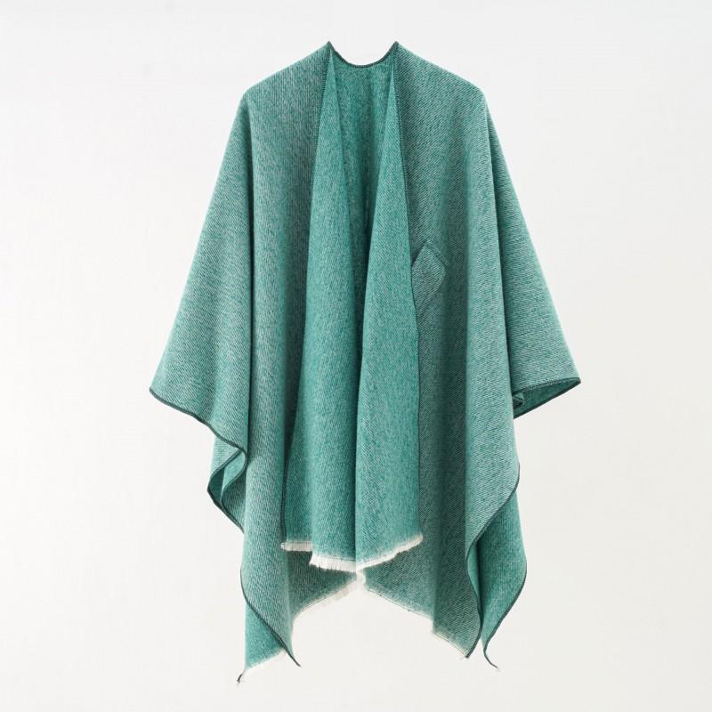 Solid Color Winter Knitted Shawl Wrap With Slit Hem Warm Lightweight Cape Women Men Street Style