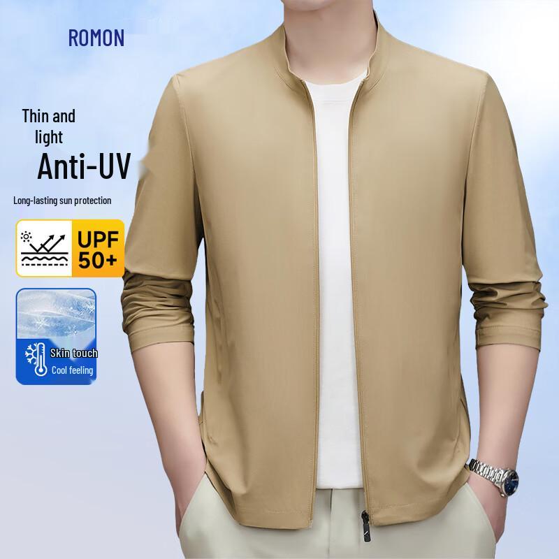 Romon Men s UPF50+ UV Protection Business Casual Thin Stand Collar Jacket 5XL