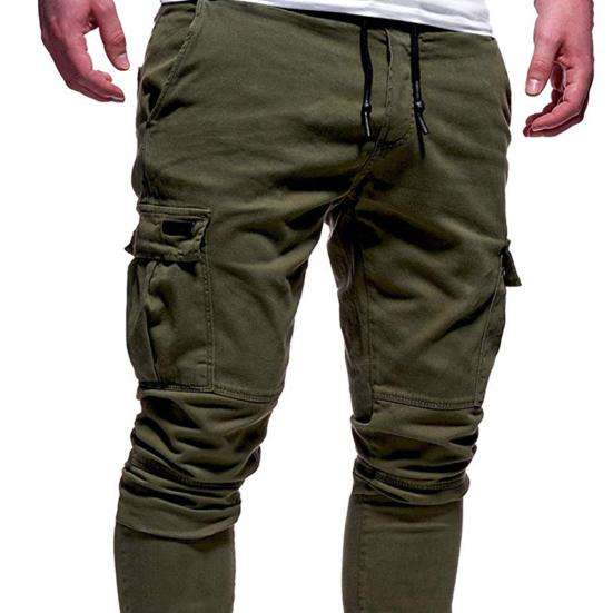 Cargohose Einfarbig Kordelzug Herren Locker Mehrere Taschen Jogginghose für den täglichen Gebrauch