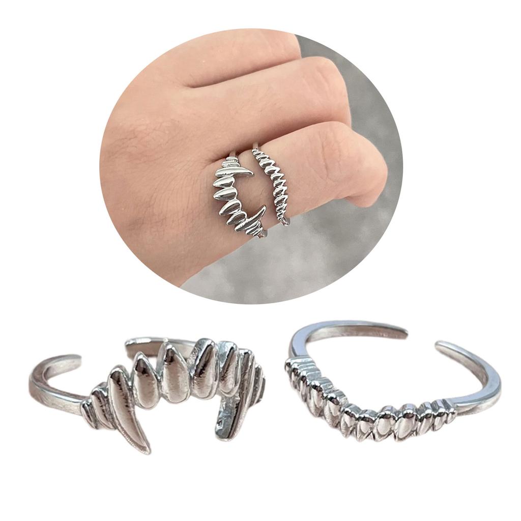 Fashionable Vampire Themed Split Band Rings Set Adjustable Sturdy Alloy Fashion Jewelry for Party Supplies Casual Wear