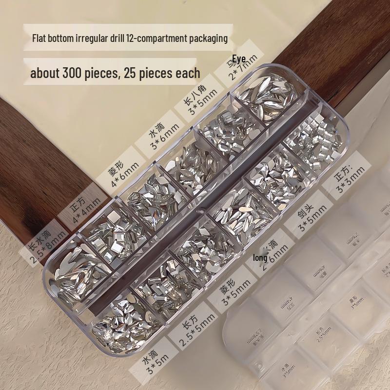 Mixed Irregular Flatback Nail Art Box: Super Shiny Snowflake Rhinestones & Mini Zircon Stars
