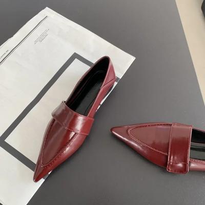 Ballerines à bout pointu pour femmes, mocassins décontractés à enfiler, solides et épais, à talons bas, collection printemps-automne 2024