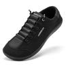 Wide Toe Barefoot Shoes for Unisex Minimalist Artificial Leather Sneakers Lightweight Adjustable Slip On Walking Shoes