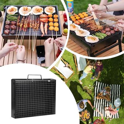 Faltbarer Grill Holzkohle-BBQ-Grill Tragbare Grillwerkzeuge für Outdoor-Grillen Kochen Camping Wandern Rucksackreisen Party