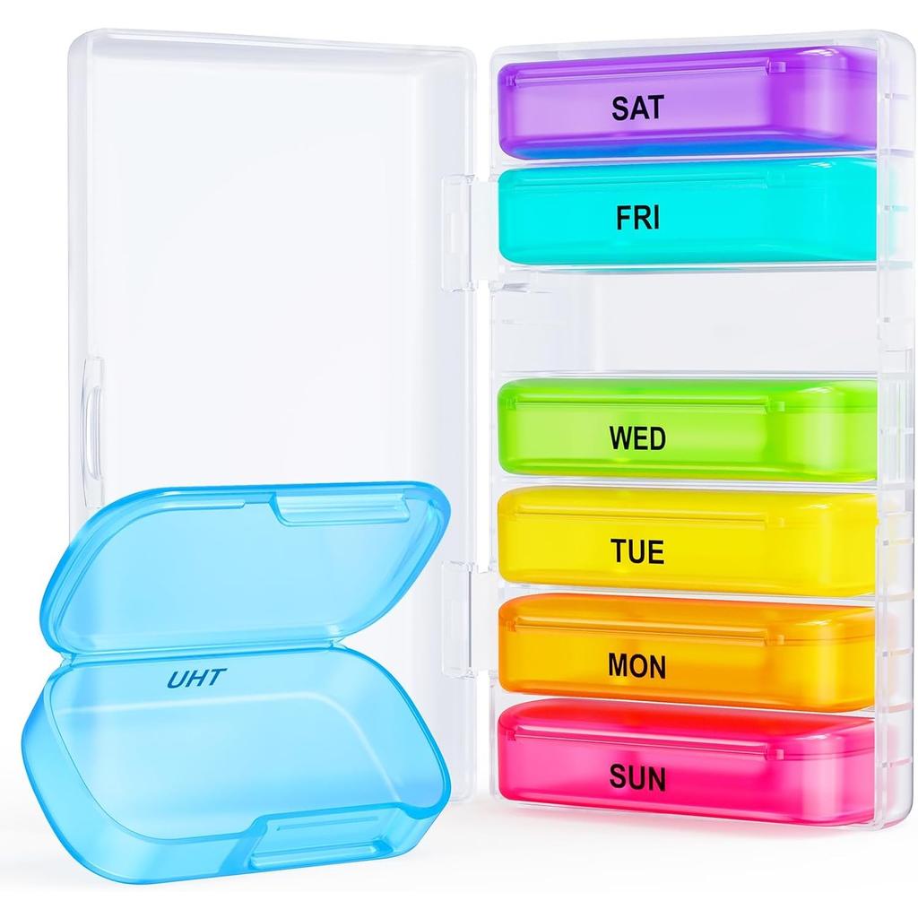 Weekly Pill Organizer with Large Individual Containers,Portable Pill Box 7 Day for Pocket,Purse,Pill Container for Medication,Vitamin,Supplement