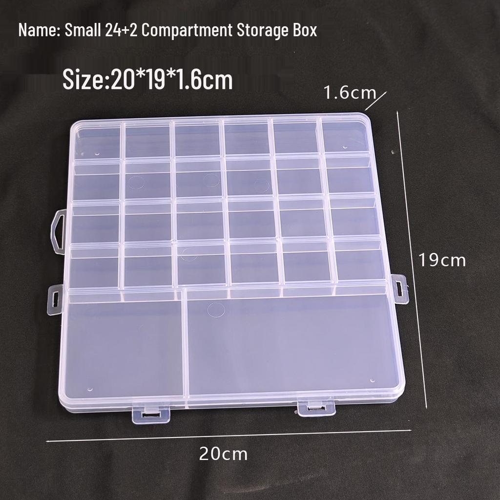 Aufbewahrungsbox aus transparentem Kunststoff mit 24 Fächern für Nailart, Strasssteine, Perlen und Schmuckzubehör