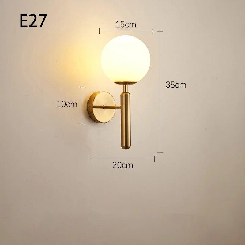 

Nordic Modern Wall Lamp Sconce Beside Bedroom Bathroom Mirror Stair Light Ball Luminaira Indoor Lighting with E27 Base золотий