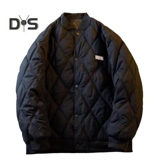 

Мужская куртка-бомбер, стеганая университетская бейсбольная куртка, зимнее теплое стеганое пальто, повседневная свободная верхняя одежда для повседневной работы на улице XL чёрный