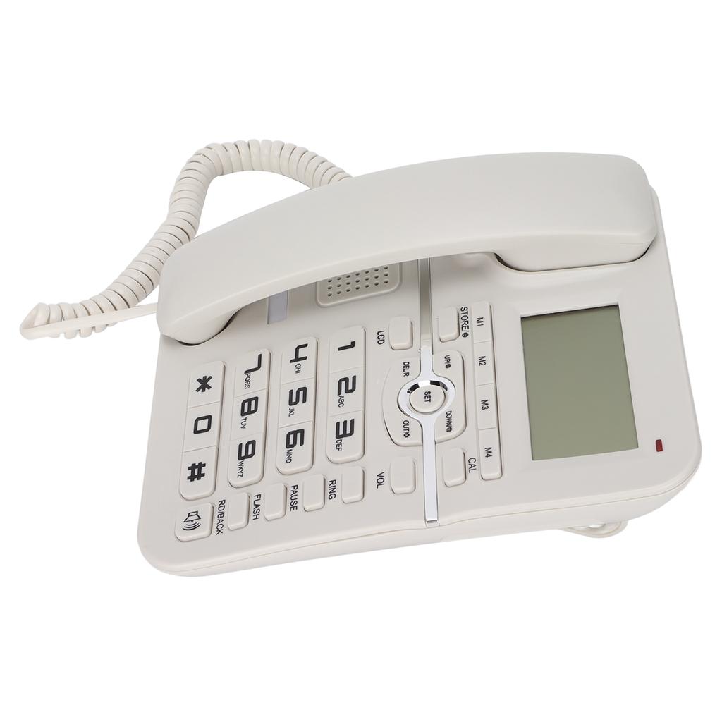 Corded Landline Caller ID Full Hands Free 4 Fast Dial Desktop Wired Telephone with LCD Display for Home HotelWhite