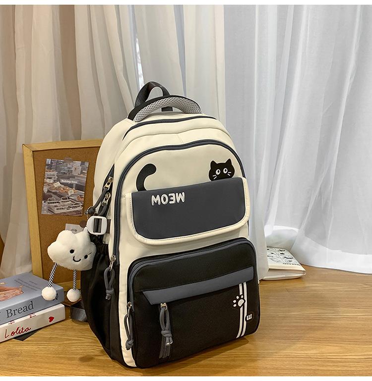 Schoolbag Korean Version Ins New High-value College-style Contrasting Color Backpack, Casual and Lightweight Large-capacity Backpack for Junior High