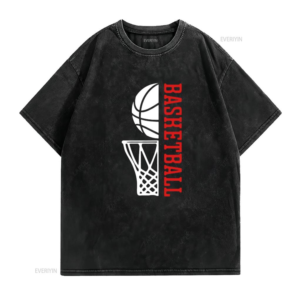 Mens Ball Net Basketball Clothing T Shirt Black Vintage Washed Breathable Top For Everyday Wear Comfortable Graphic Stylish