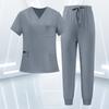 Women's Uniform Scrub Set - Quick-Dry V-Neck Short Sleeve Top with Pockets and Long Pants, Color
