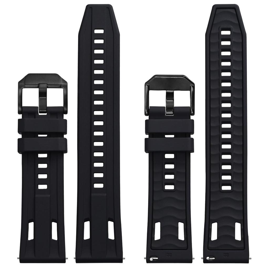 Ayadoo 22mm Silicone Watch Quick Release Waterproof and Sweatproof Replacement Strap Two-Tone Band, Black/Black