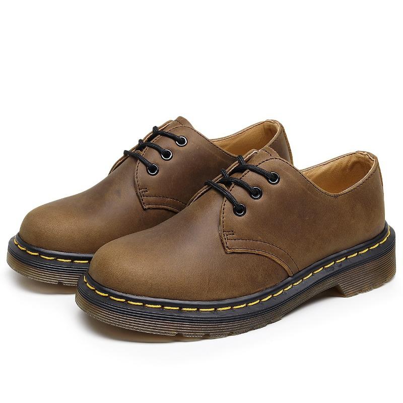 Scarpe Martin a calzino basso di prima qualità da uomo in pelle taglia grande stivaletti corti punta tonda scarpe casual da lavoro per uomo e donna coppia