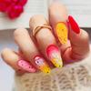 Secret Lives Matte Reusable Artificial Fake False Press On Nails Extensions Mango Red White Color Combo 24 Pieces with Kit | Best for Festive & Occ