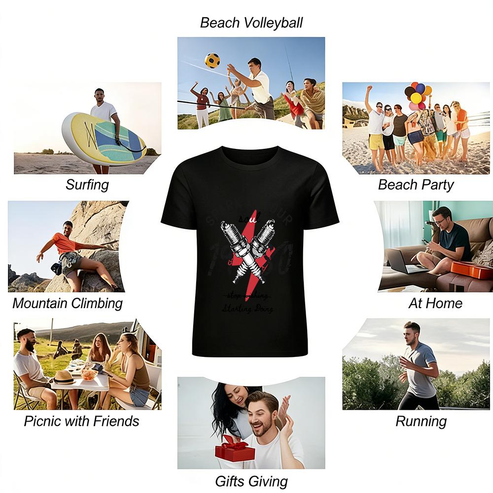 Spark In Your Soul 1980 Graphic Tee Stop Wishing Start Doing Shirt Pure Cotton T-shirt