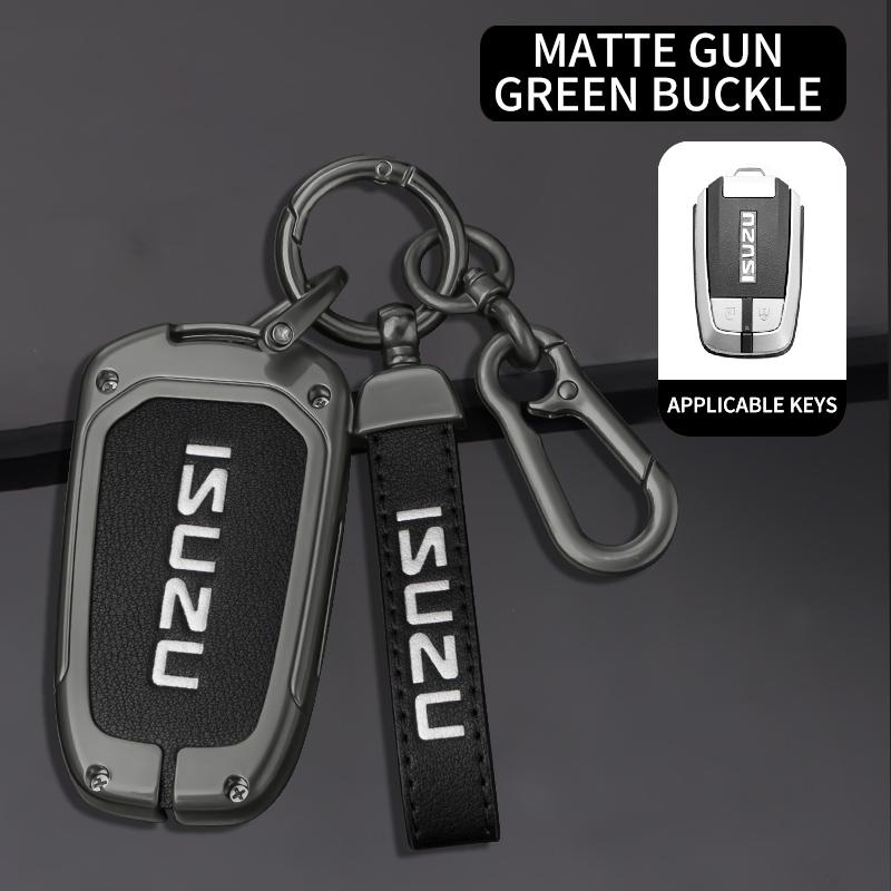 

New Alloy Leather Car Remote Key Case Cover Holder Protection Shell for Isuzu D-MAX MUX Truck DMAX 2015 2016 2017 2018 2019 2020