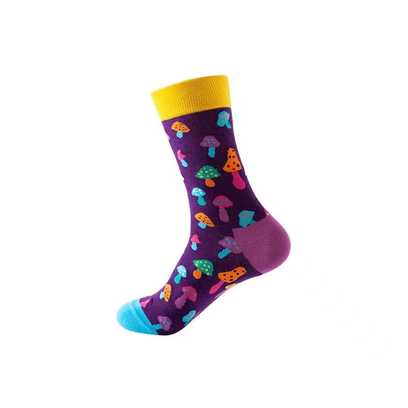 5 Pairs Colorful Mushroom World Fashion Personalized Men's and Women's Mid-Calf Socks