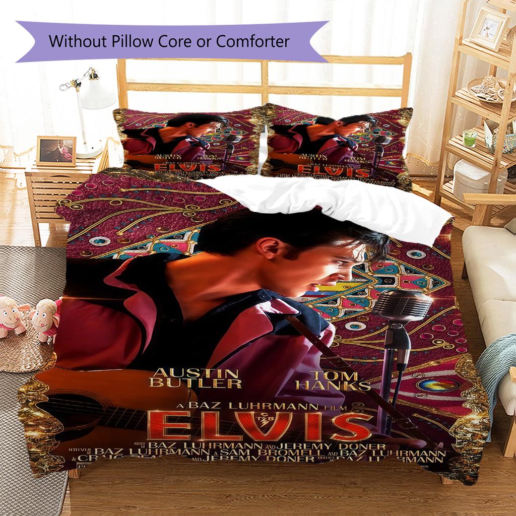 Elvis Presley Pattern Bedding,Quilt Set Quilt Cover Pillowcase Home Birthday Gift (1 * duvet cover + 2 * pillowcase, without core)