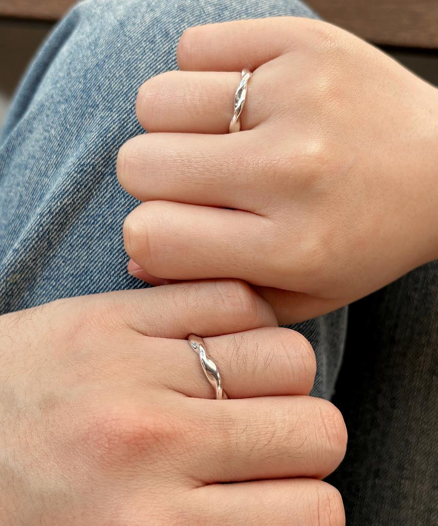 47Bag 925 Silver Couple Rings Friendship Rings Tresse