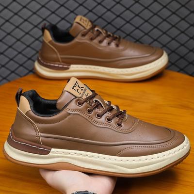 Men's Casual Shoes New Casual Leather Shoes Fashion Versatile Thick-soled Breathable Soft-soled Lace-up Round Head Work Shoes Men's Shoes
