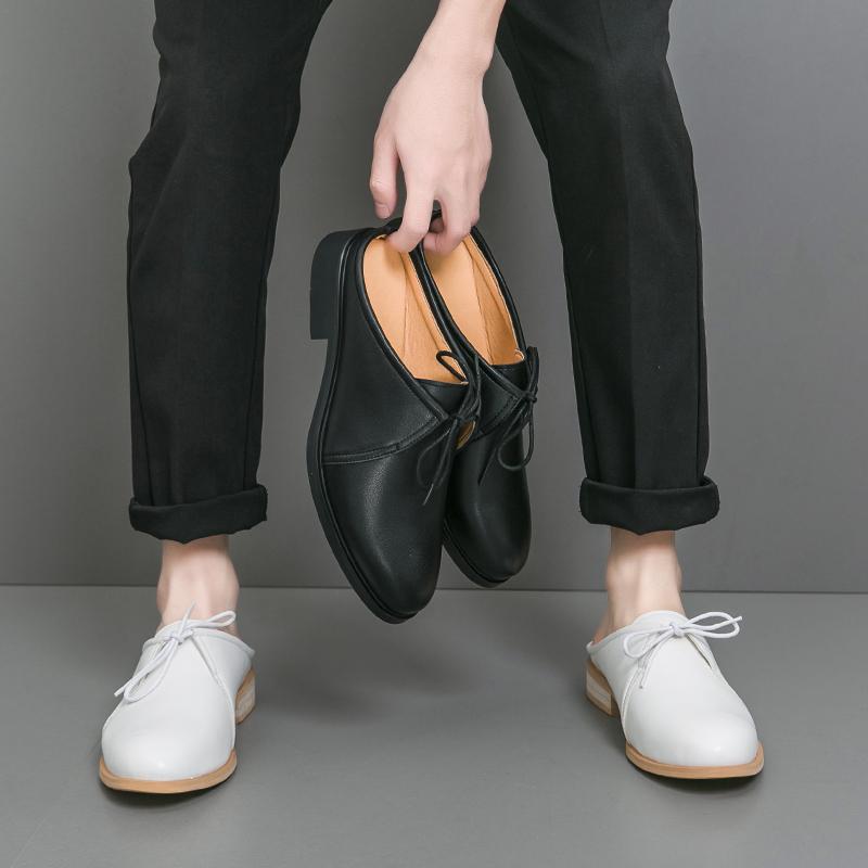 High Quality Mens Casual Shoes Luxury Half Slippers for Men Lazy Slip-on Driving shoes Fashion Non-slip Leather Formal Sandals