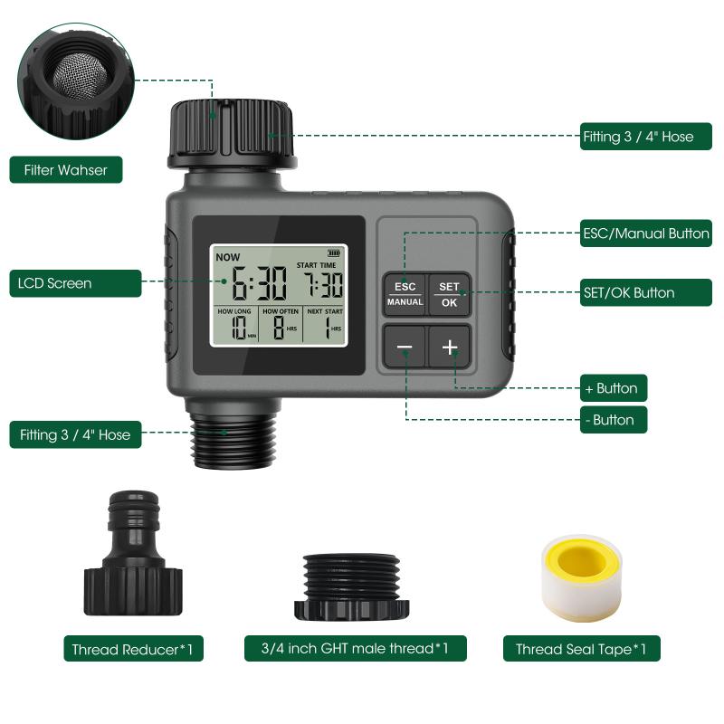 Smart Water Timer Lcd Display Irrigation Automatic Watering Device Zone Watering System Timed Sprinkler Garden Programmer