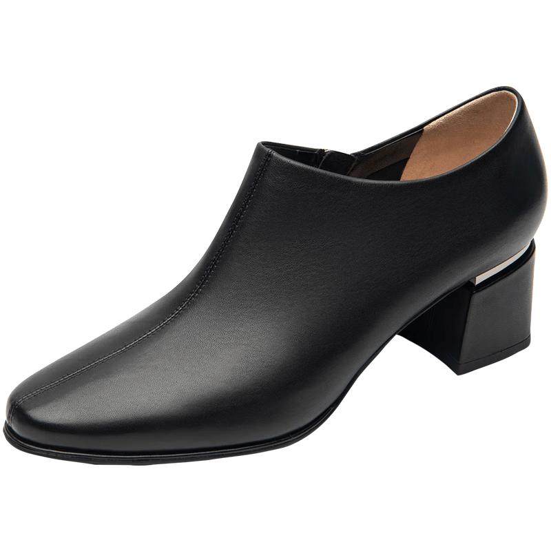 Le Saunda Women's Leather Block Heel Ankle Boots