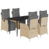 VidaXL Ensemble à Manger de Jardin avec Coussins 5 pcs, Table et Chaises avec Dossier et Repose-pied Réglables, Meubles 3213450