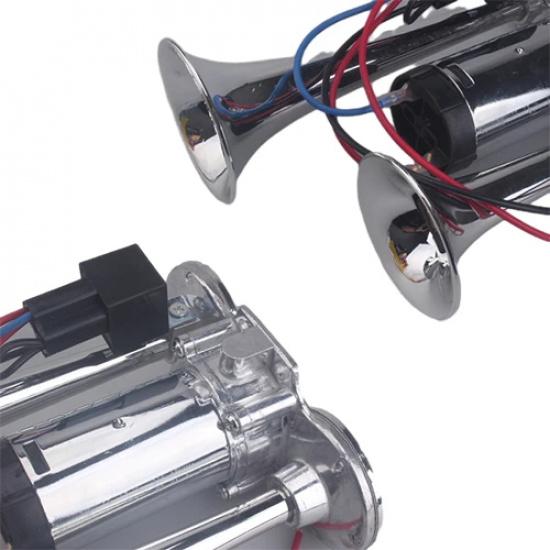 Dual electric air horn kit with compressor, 12V 24V 600DB super loud dual horn speakers for vehicle, car, truck, and boat